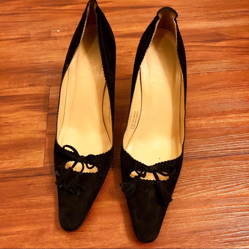 J.Crew black leather heels shoes size 9 (9.5! fit)